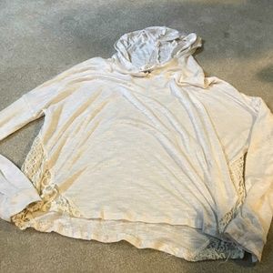 Cream Lacey Top With Hood